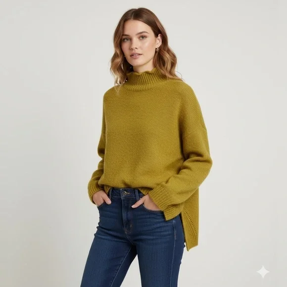 Lyla & Luxe Cozy Mustard Turtleneck Sweater - Picture 1 of 5